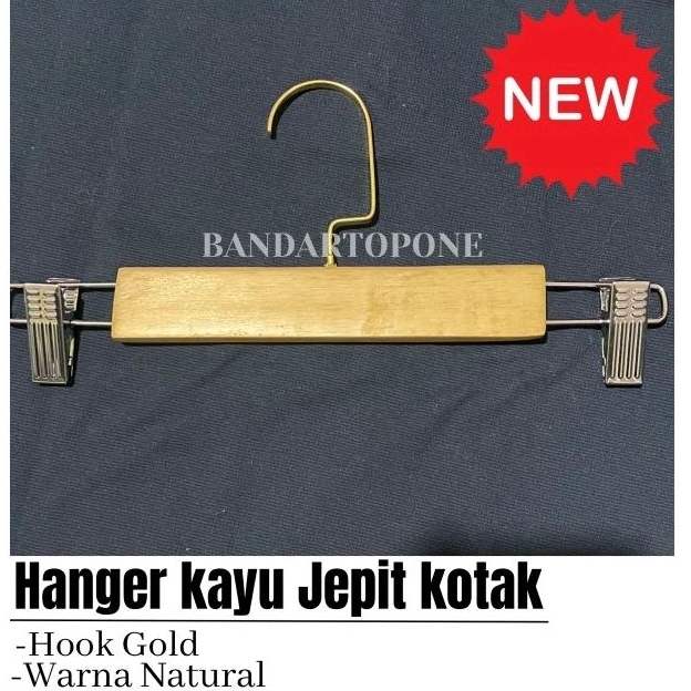 HANGER KAYU KOTAK HOOK GOLD HARGA PER 1 BH