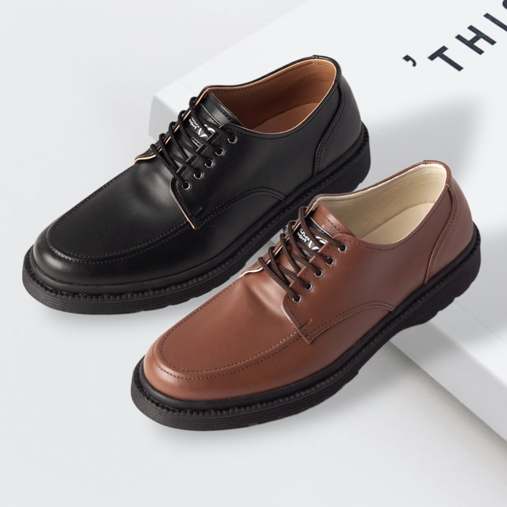 FREDDO 2.0 FULL BLACK |ManNeedMe x RAN| Sepatu Pantofel Pria Formal Derby Shoes SOL DIJAHIT