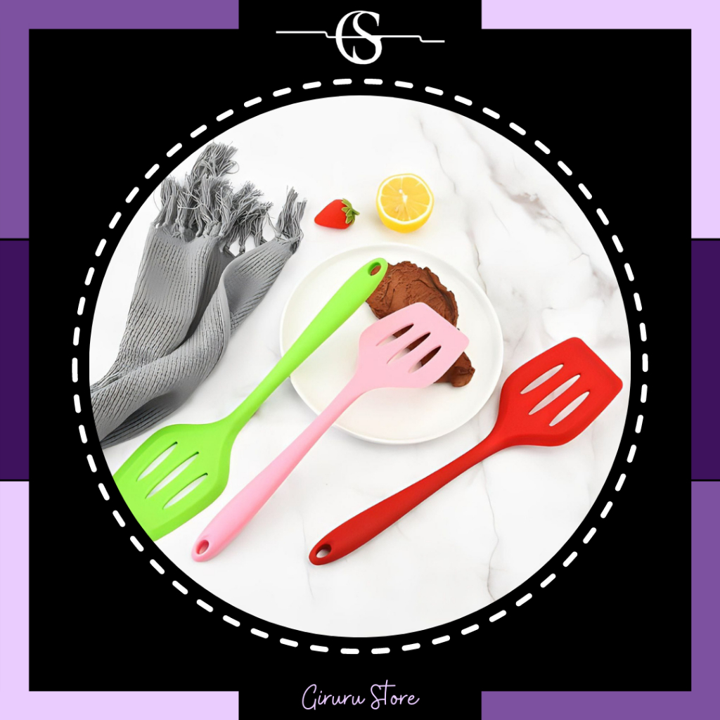 Spatula Sutil Silikon Tahan Panas Ukuran 30,5 Cm / Spatula Silicone Anti Lengket Food Grade / Spatula penggoreng anti panas / Teflon Penggorengan Masak Silikon Tahan Panas Tidak Meleleh Water Proof / Sutil Sudip Silicone / Pembalik Makanan Silikon