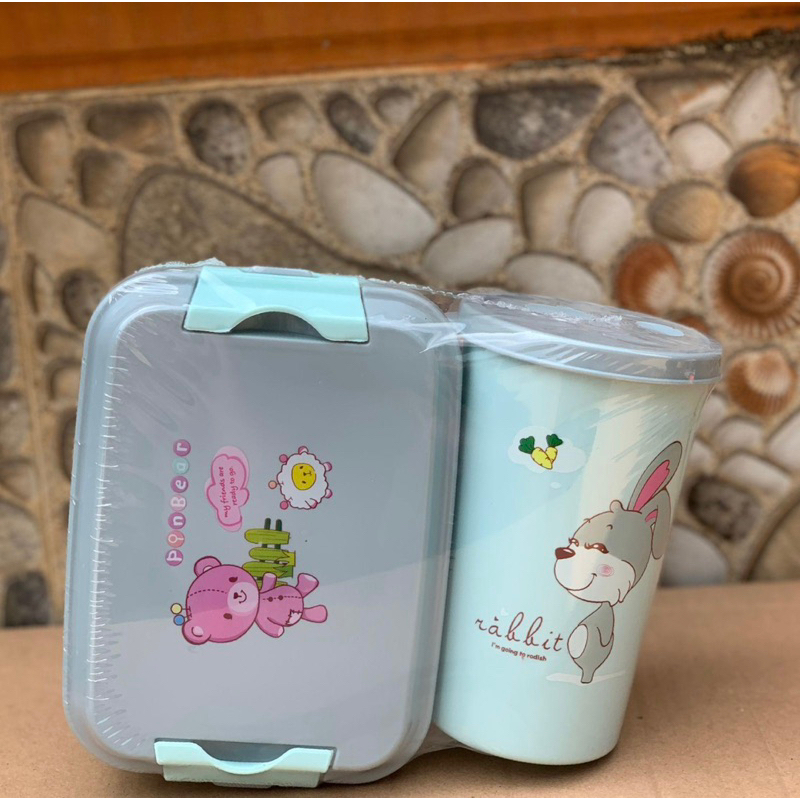 kotak makan set / tumbler botol minum dan lunch box