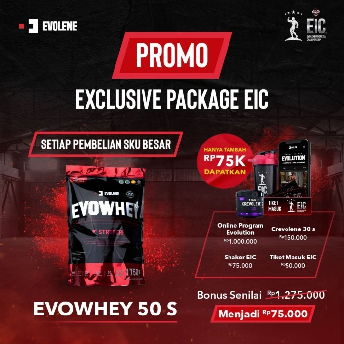 Evolene Whey Protein 50 sachets 1,9 kg/ Evo Whey BPOM dan Halal