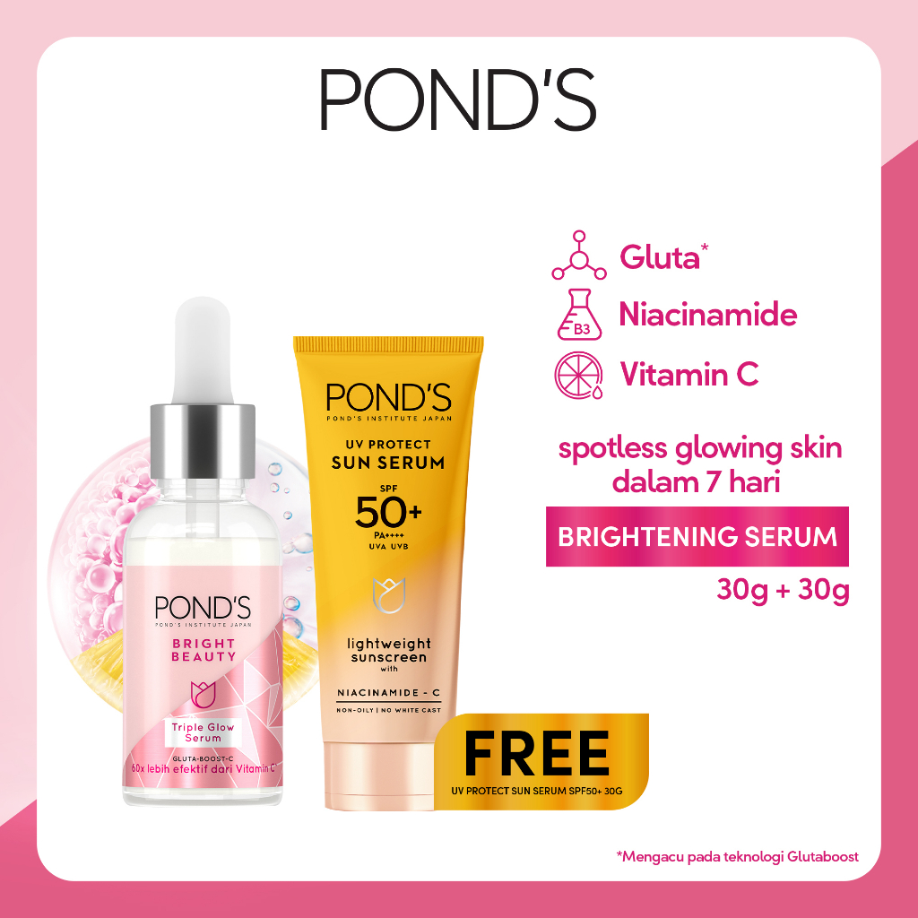 Buy Pond's Bright Beauty Power Serum 30g FREE Pond's UV Sun Serum SPF50+ 30g