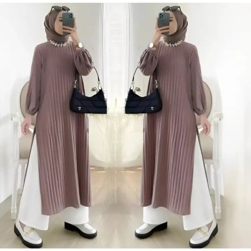 Tamstore Long Tunik Knit Hornet Atasan Wanita Syahnaz