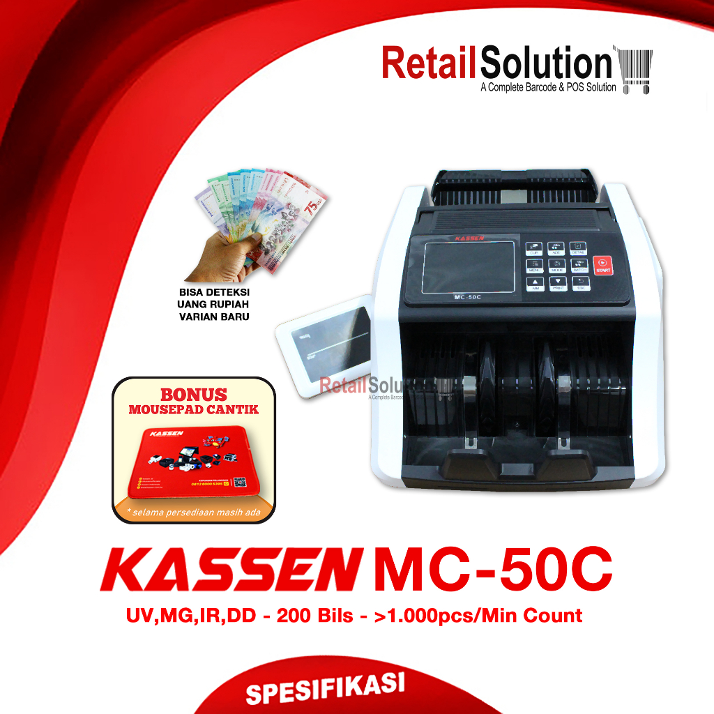 Mesin Penghitung Uang Money Counter UV - Kassen MC50C MC50-C MC-50C