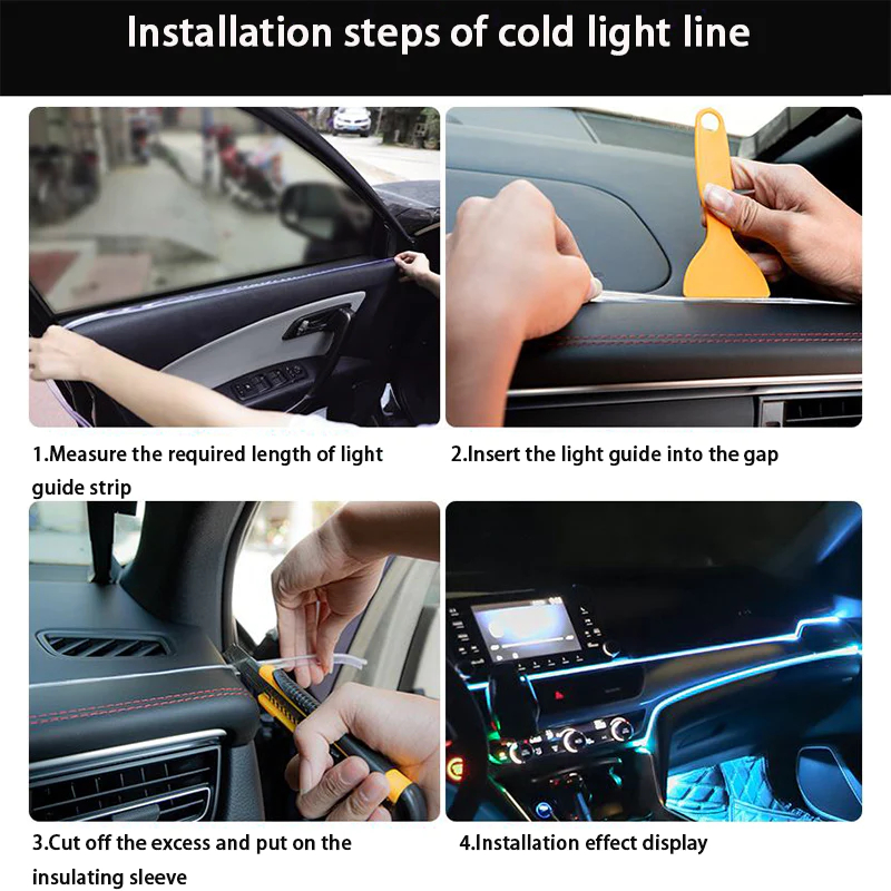 Lampu Hias Neon Flex Car Interior LED Strip EL Light USB 12V - Z1400 - Blue