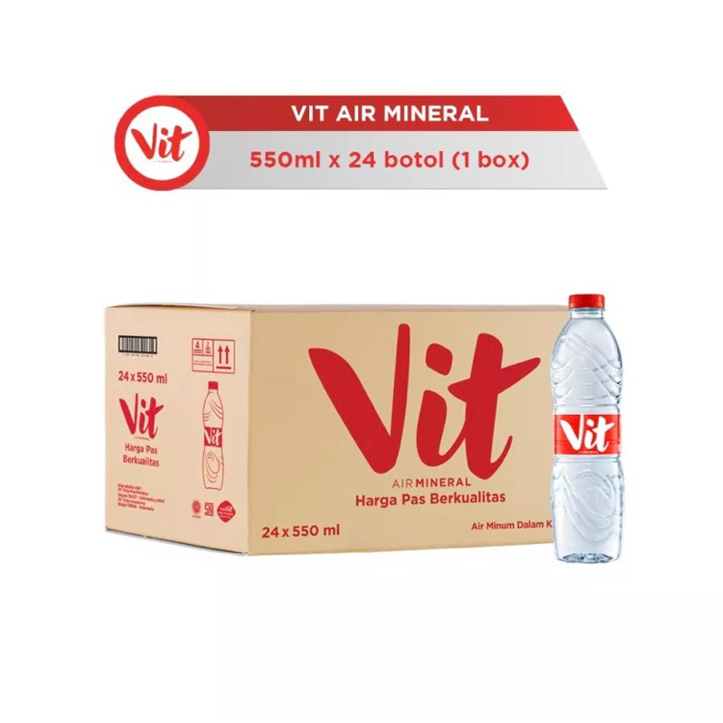 VIT AIR MINERAL 550 ML | 24 BOTOL X 550 ML KEMASAN SEDANG