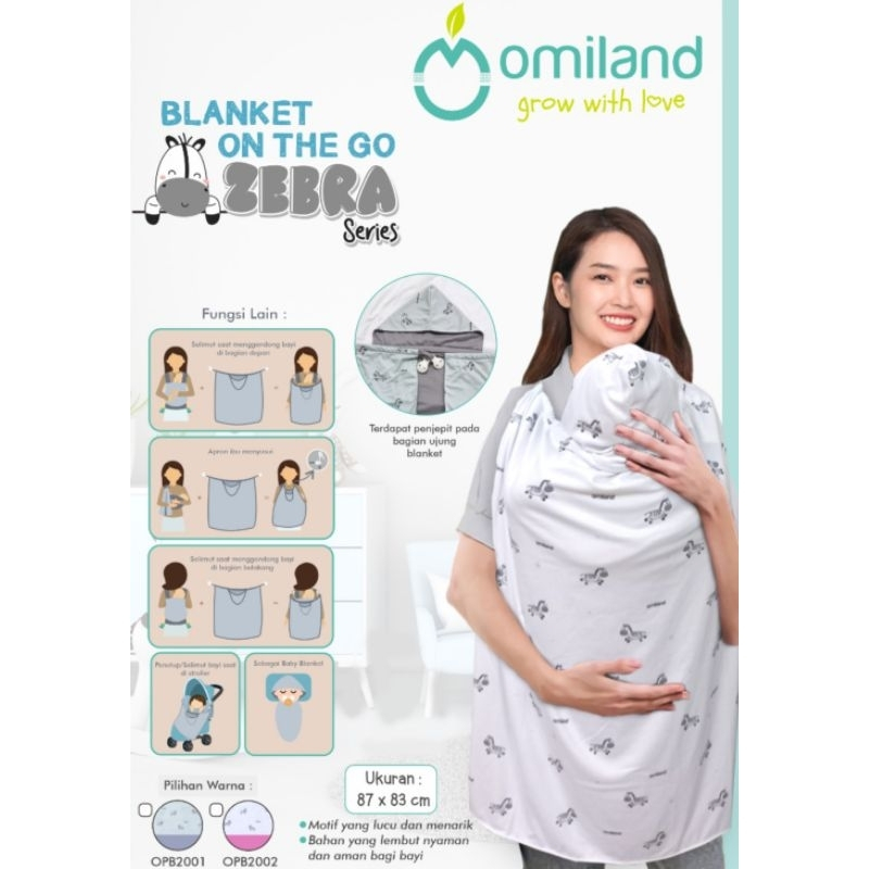 Omiland On The Go Baby Blanket Multifungsi Selimut Zebra Series &amp; Cow Series