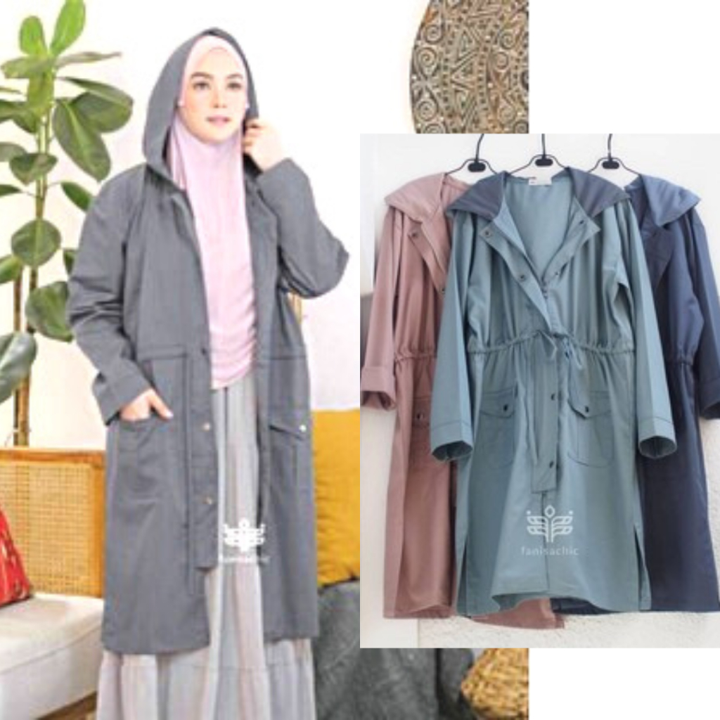 Jaket Parka Muslim Panjang AZURA Fanisachic - JAKET Atau OUTER CUACA DINGIN ALL SIZE OPD (Outer Pelindung Diri)