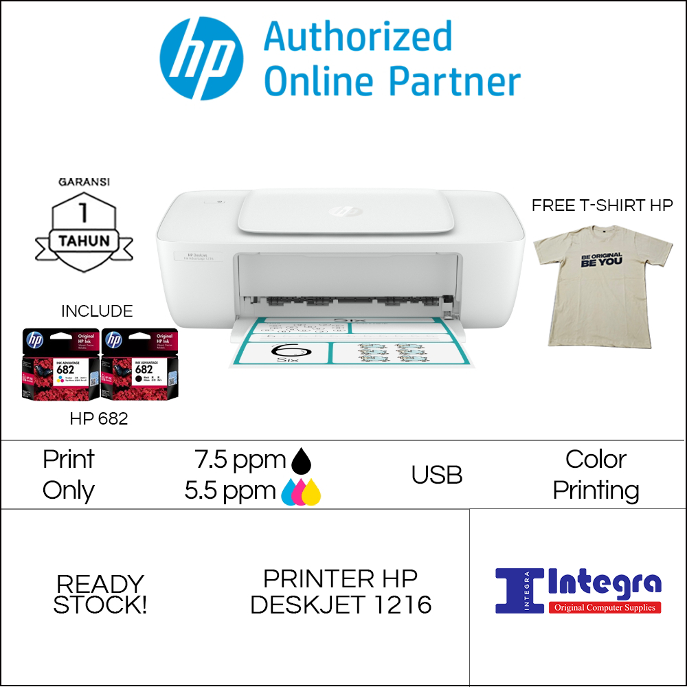 Printer HP DeskJet 1216 USB Print Only Garansi Resmi HP Indonesia HP 682