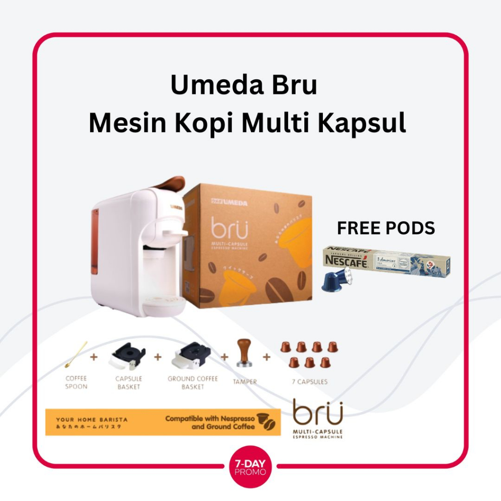 Umeda Bru Mesin Kopi Multi Kapsul / Nespresso Capsule Coffee Maker - BRU+BasketDolce