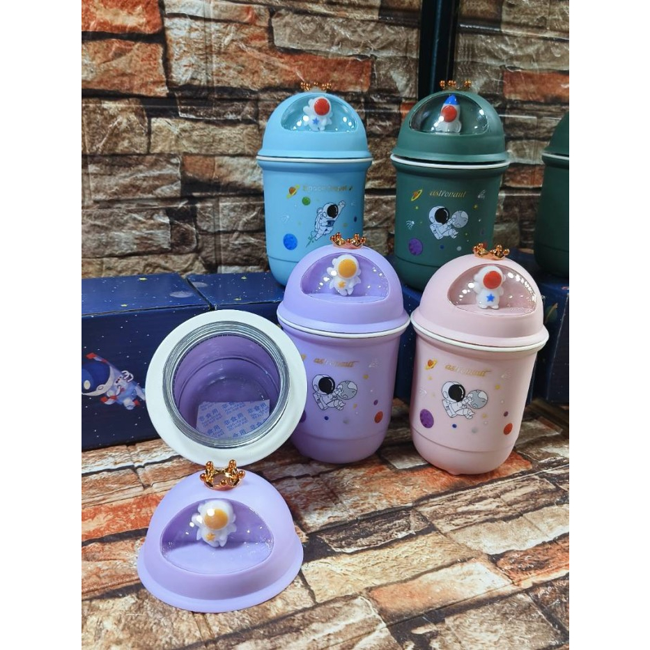 LT- ASTRONOT - Botol Minum Kaca Portable Motif Kartun Astronot Botol Kaca Lucu