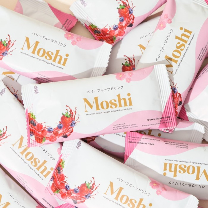 LT- MOSHI COLLAGEN DRINK Minuman Collagen Suplemen Kulit BPOM isi 15 sachet - Rasa Mixberry