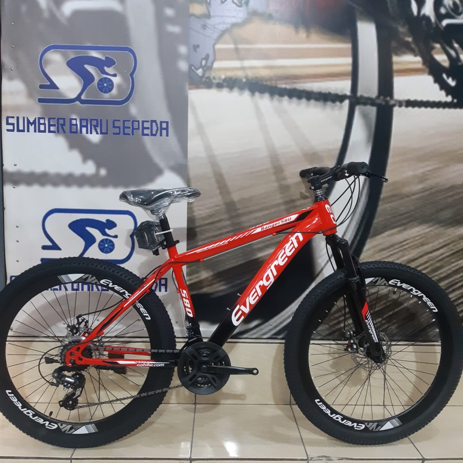 Sepeda gunung mtb 26 & 27,5 inc dewasa dan anak remaja evergreen velg alloy 3x8 speed SNI NEW