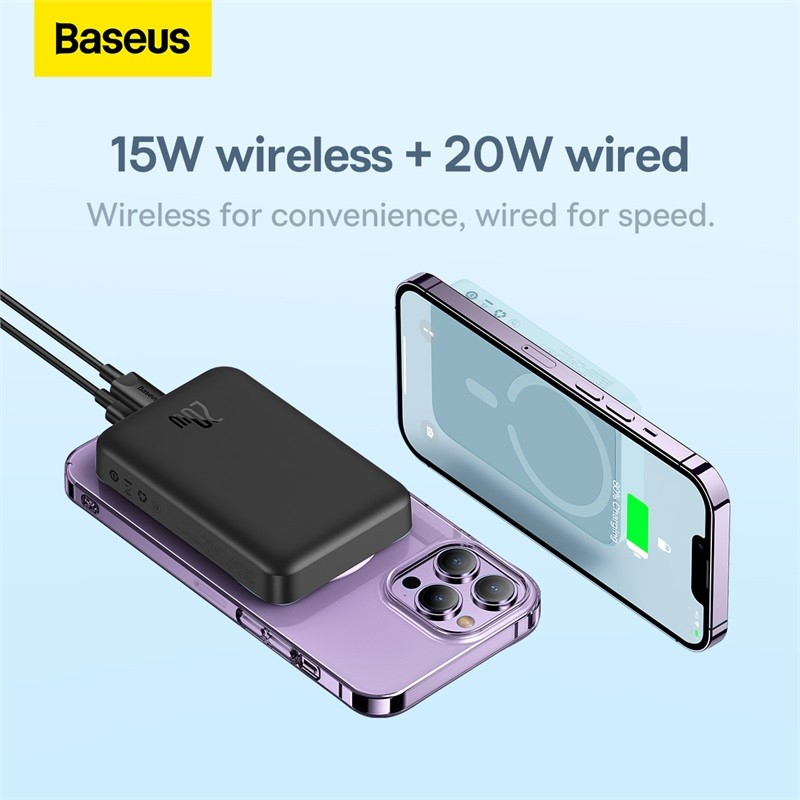 BASEUS Power Bank 10000MAh Wireless Magnetic iPhone Fast Charge 20W