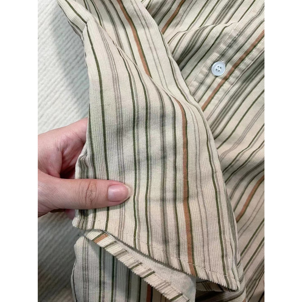 Korean Style Oversize Retro stripe causual baju atasan wanita kekinian premium blouse wanita kemeja wanita lengan panjang