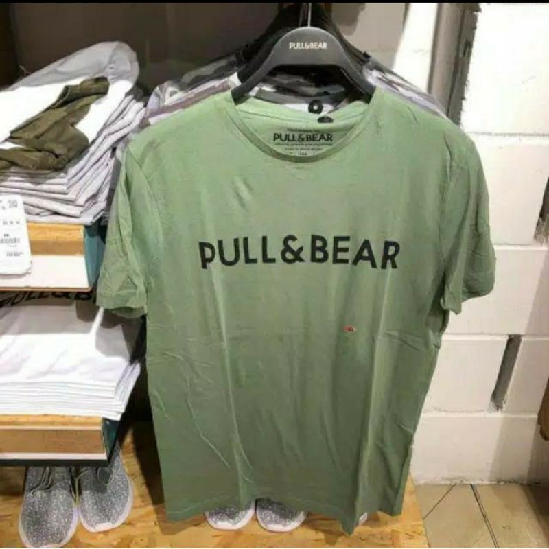 Pull And Bear Kaos Basic T-Shirt Pria wanita Terlairis Bahan Cotton