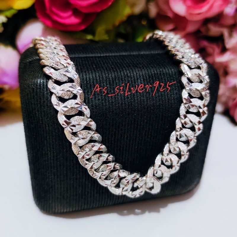 GELANG PERAK SISIK NAGA PASIR DOOF ASLI SILVER 925 LAPIS MAS PUTIH - PERHIASAN WANITA PRIA