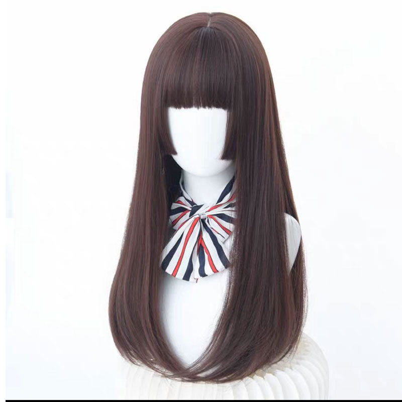 Wig Women Long Hair Natural dan Realistic Wig Straight Hair Middle Korean Style Princess