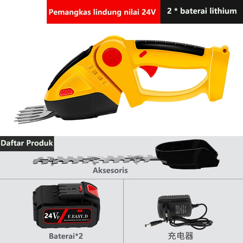 Cordless Garden Shear Set 2in1 Cordless Hegdetrimmer Portable Genggam Lithium 24 Volt Potong Pagar Tanaman