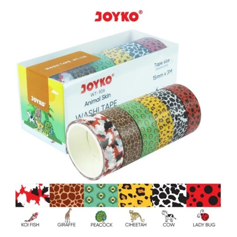 Washi Tape Pita Perekat Selotip Kertas Warna Joyko WT-106 Animal Skin