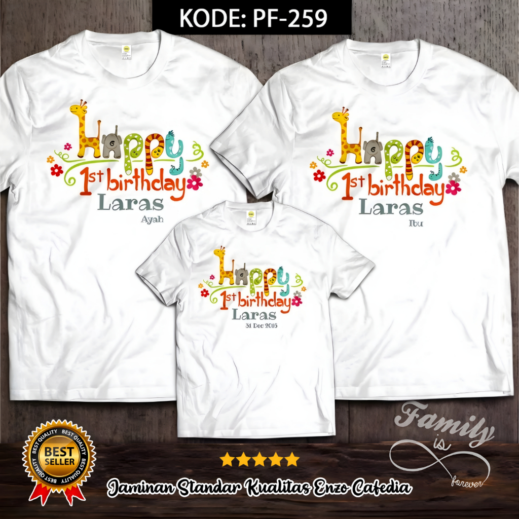 Harga Paket Lebih Hemat | Jual Baju Kaos Ulang Tahun | Baju Couple Keluarga | Desain Motif Animal Zo