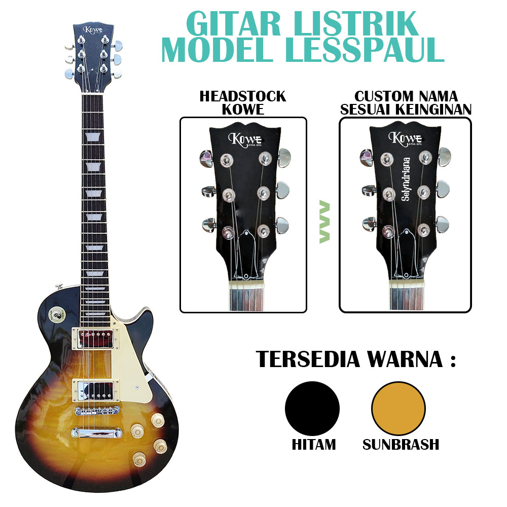 Gitar Elektrik / LISTRIK Merk Kowe Model Lesspaul PAKET MINI AMPLI FREE PACKING KAYU