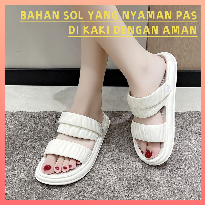 Sandal jelly wanita import terbaru EVA 2023 Sandal slop karet wanita kekinian Sandal cewek dewasa murah tahan aus dan tidak licin