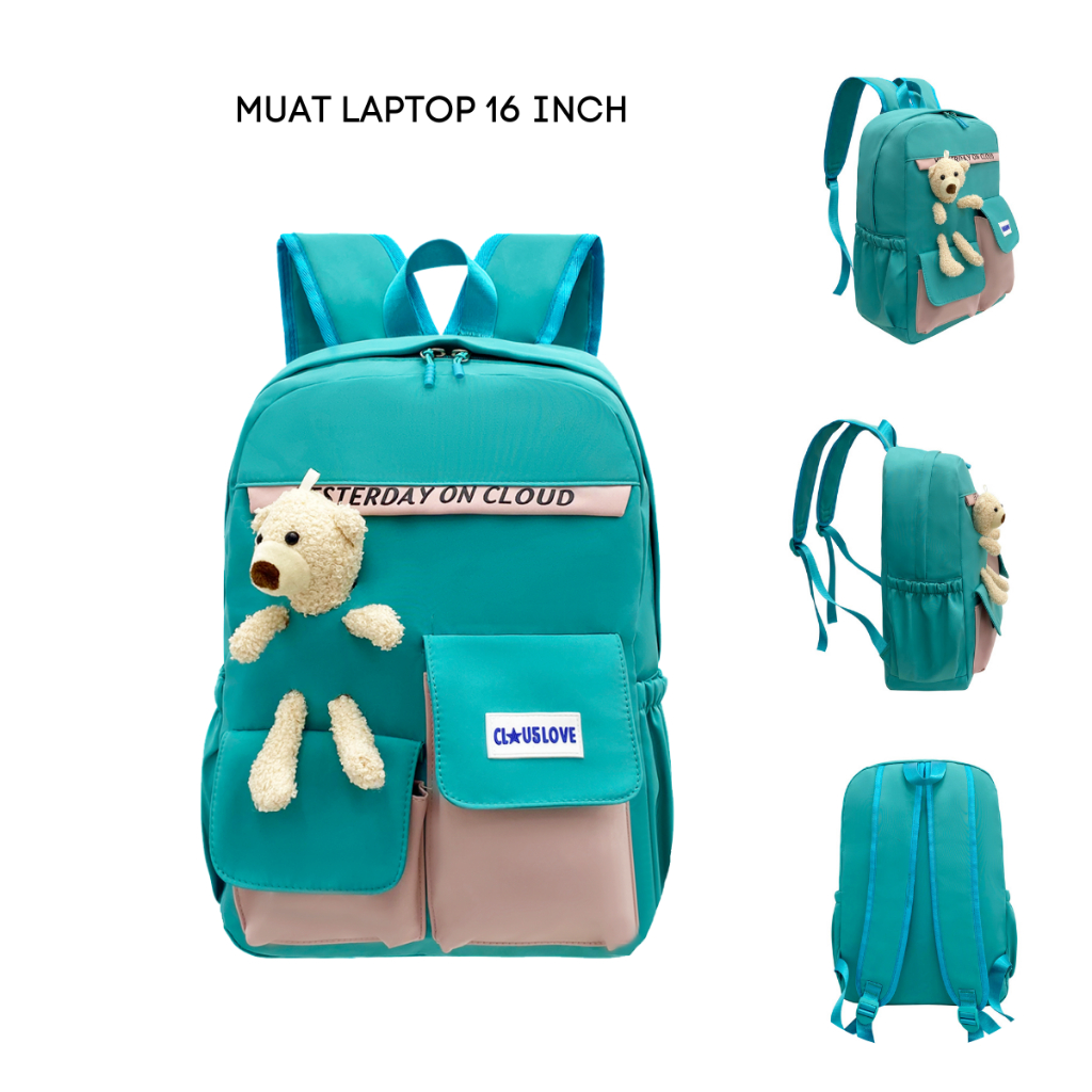 Tas Ransel Sekolah CLOUDS' LOVE 71623 Backpack Remaja Muat Laptop 16inch Bahan Anti Air WATCHKITE WKOS