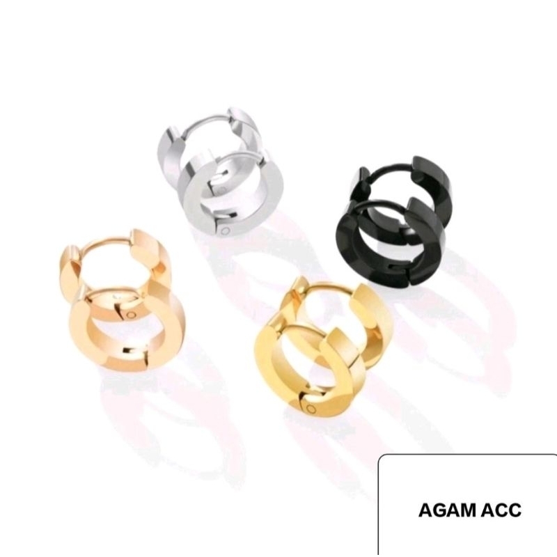 Anting Titanium 100% kualitas tinggi Model kotak kecil black gold   silver