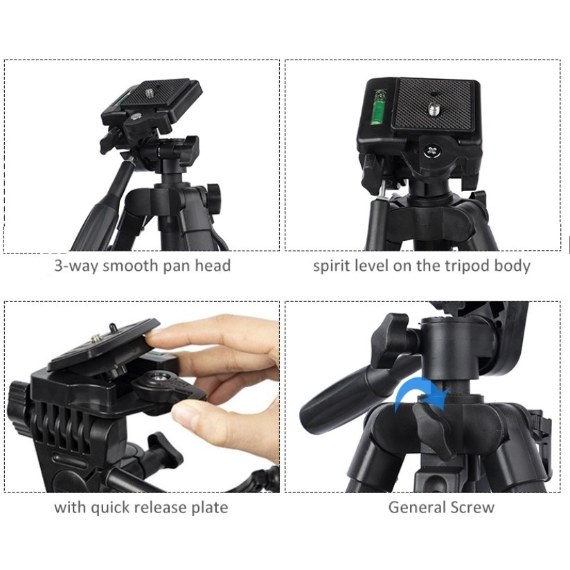 Tripod 3366 for Camera Digital Smartphone Tripod HP 140cm  Free Holder HP