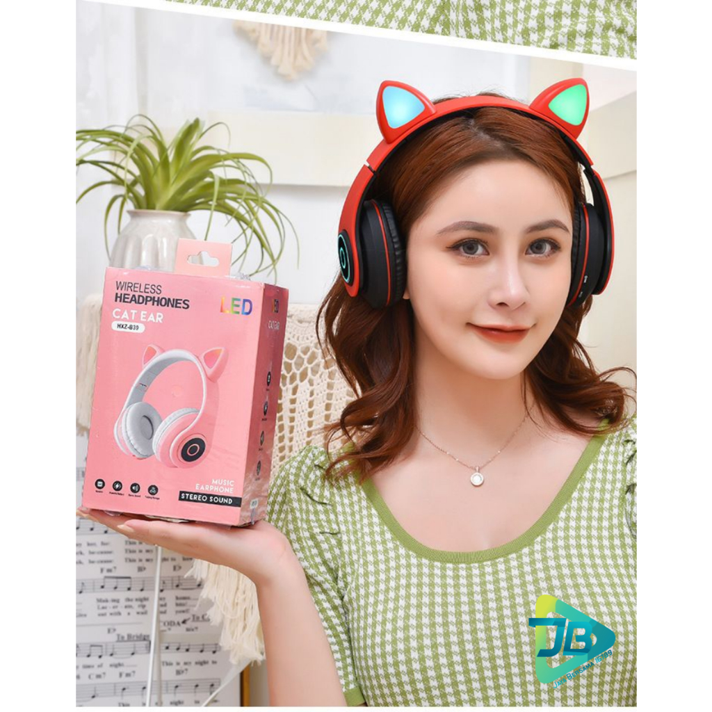 ￼HF BANDO HEADPHONE B39 STN28 KUCING KARAKTER LED COLOR HEADSET GAMING BLUETOOTH WIRELESS GAME HEADSET CAT EAR LED BANDO ANAK PEREMPUAN CEWEK WANITA HEADSET LED RGB HEADSET KOMPUTER HEADPHONE LAPTOP JB9021