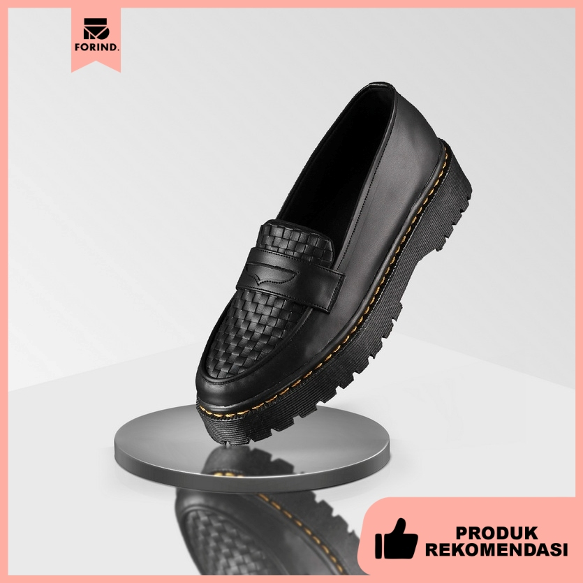 Alicia Black | 36-41 | Sepatu Loafers Slip-On Wanita Docmart (Hak 4cm) | FORIND x Lvnatica