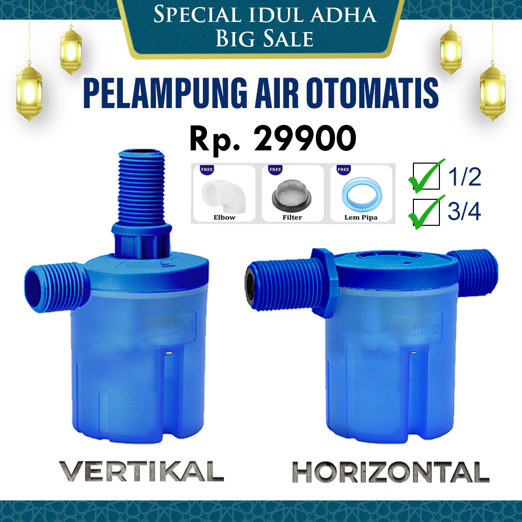 Pelampung air tandon kran air toren otomatis 1/2 dan 3/4 inch model TRANSPARAN vertikal horizontal murah