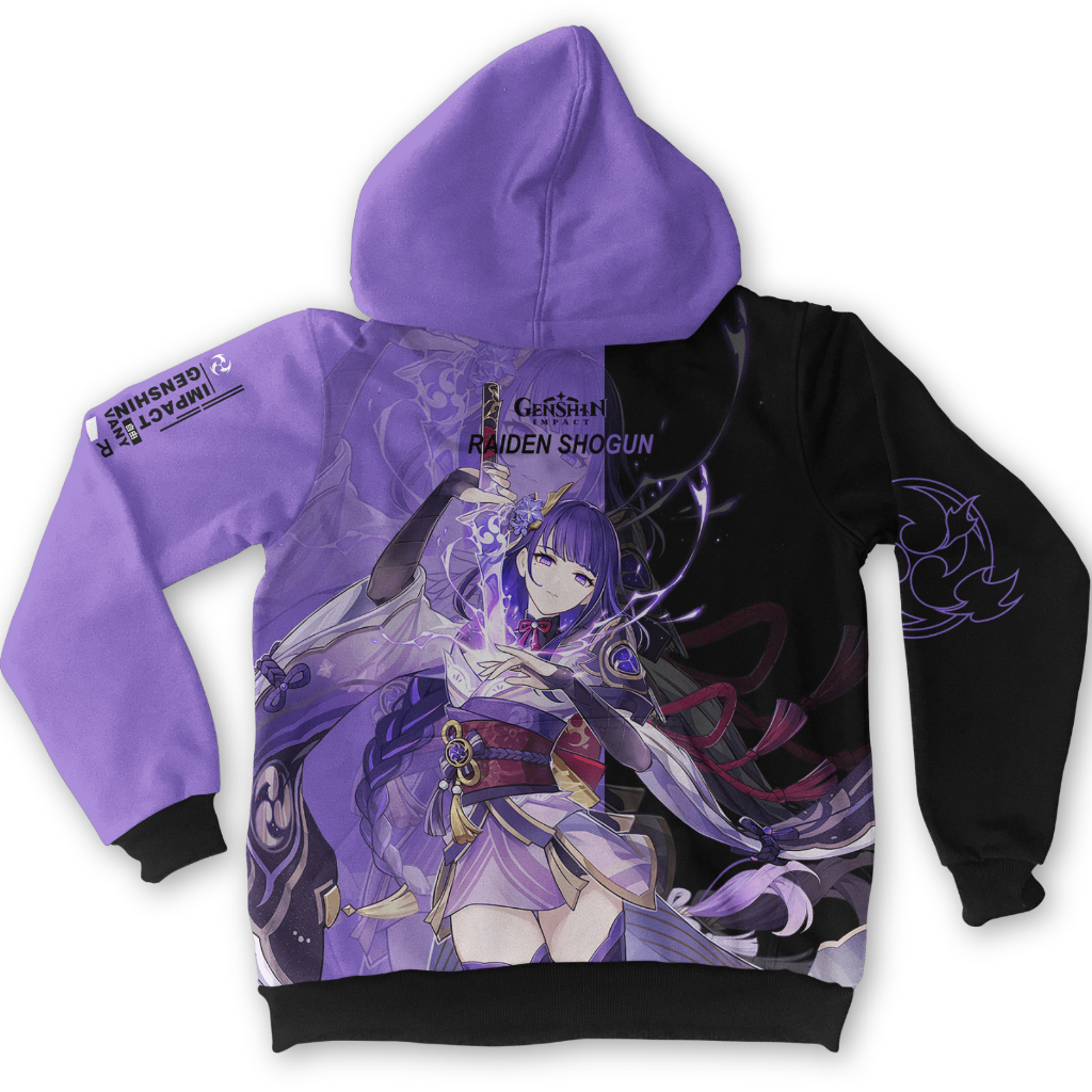 Hoodie Raiden Shogun Genshin Impact Anime Manga Fullprint Adidas Poly