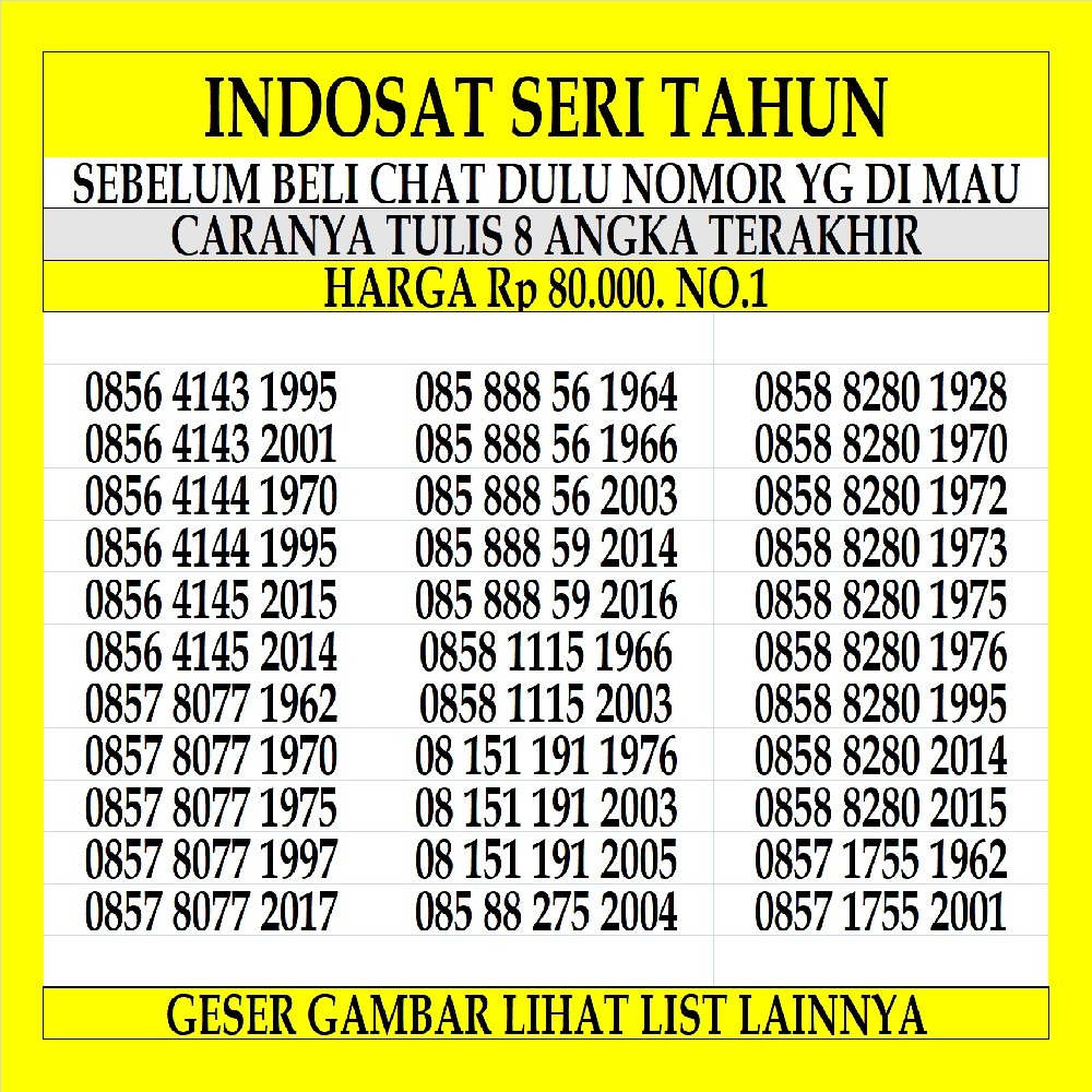 Nomor Cantik Indosat Ooredoo 4G LTE Kartu Perdana 12 Digit