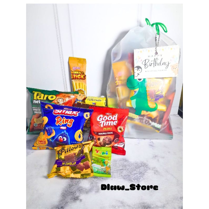 Paket Snack Ulang Tahun Anak Hampers Ultah Goodybag Ultah Kemasan Premium Free Card