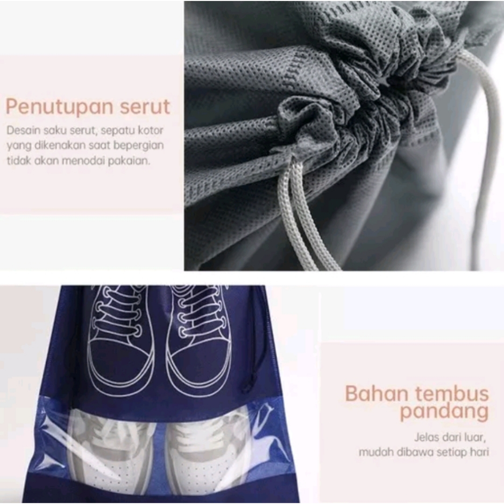 Tas Serut Sepatu Shoes Bag Penyimpanan Sepatu dan Sendal Kantong Sepatu