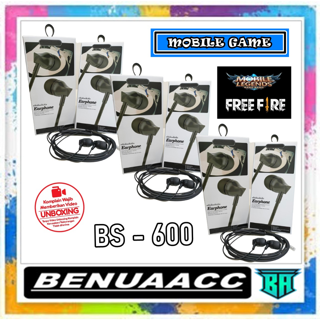 (ba) HF HEADSET BS-600 SUARA JERNIH 100% PACK IMPORT