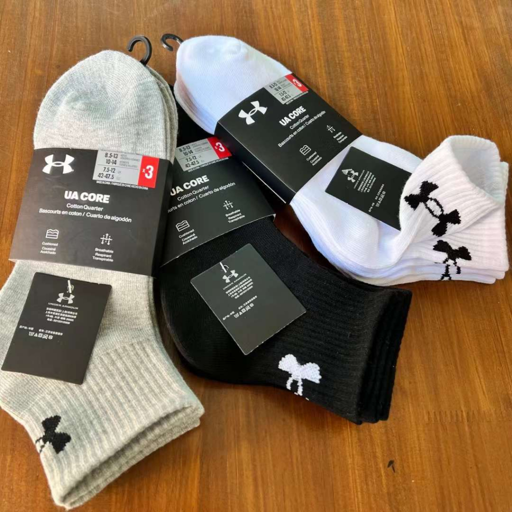 KAOS KAKI UNDER ARMOUR ESSENTIAL di atas mata kaki unisex UA SOCKS beststuffjkt