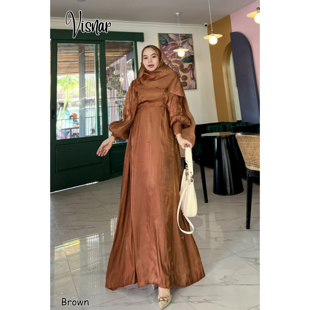 GAMIS PESTA KONDANGAN POLOS VISNAR DRESS NIKAHAN PREWEDDING