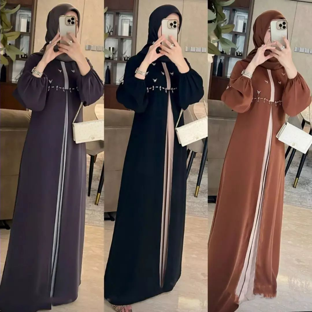 Promo!! Aurel Dress Baju Dress Wanita Dewasa Kekinian Simple Dress Ceruty Babydoll Full Furing Mix P