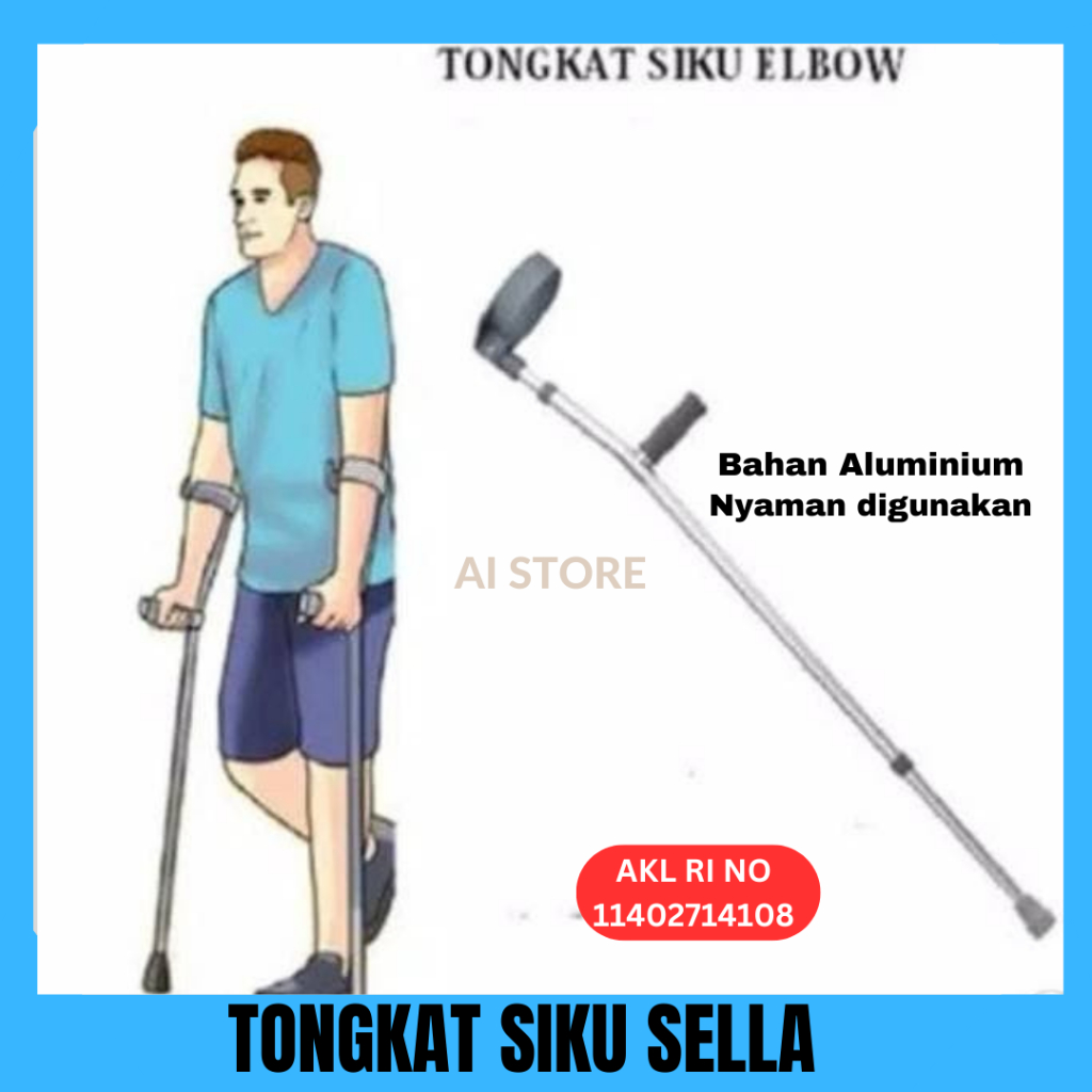 Tongkat Jalan Elbow Sella /Tongkat Siku  / Tongkat Elbow Siku (Satuan) Tongkat Siku Elbow Alat Bantu Jalan Kruk Tangan Sikut Crutch Lengan / Tongkat Lurus/ Tongkat Kaki 4