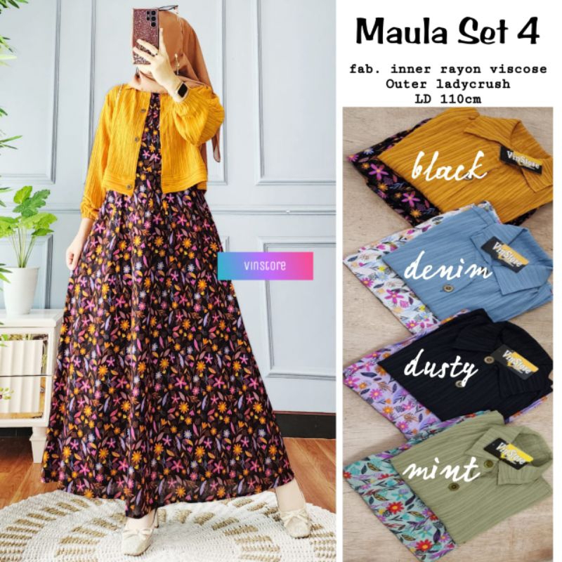 gamis set Cardi wanita Maula 4 by vinstore