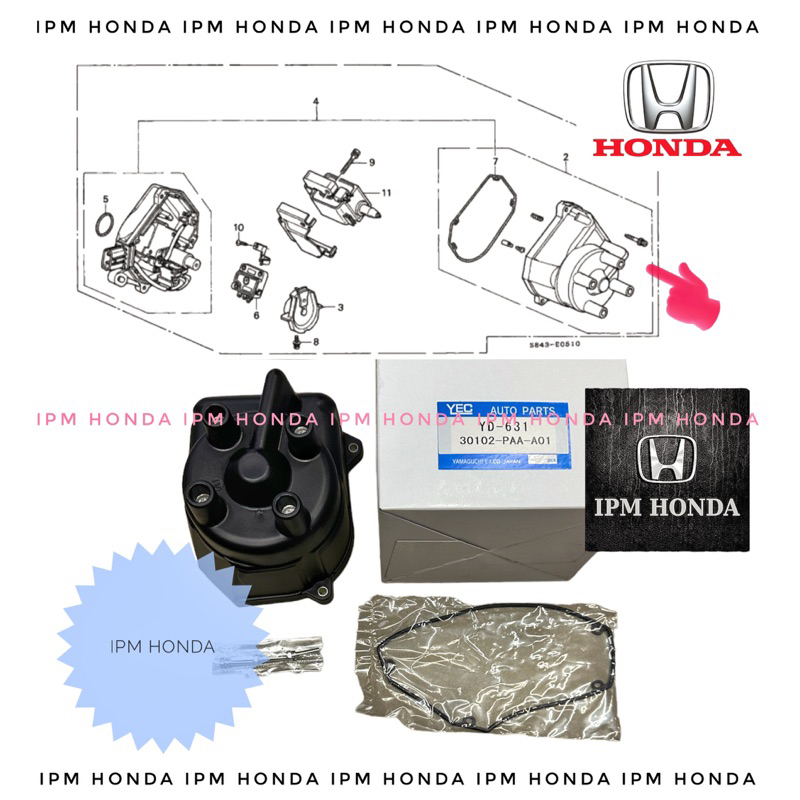 30102 PAA YEC Japan Cover Tutup Cap DELCO Distributor Honda Accord S84 S86 VTI VTIL 1998-2002 Odyssey RA6 F23 2000-2003