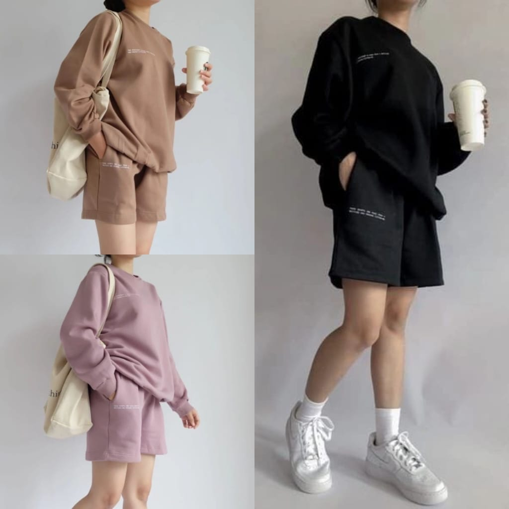 ONE SET MORRA SWEATER CELANA PENDEK | SETELEN WANITA SET