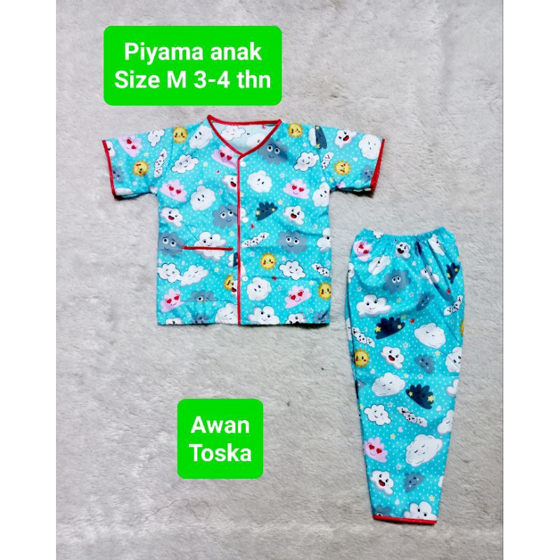 Piyama anak size M 3-4thn. #motif karakter. #COD. Bebas pilih motif. Grosir dan ecer. baju anak.