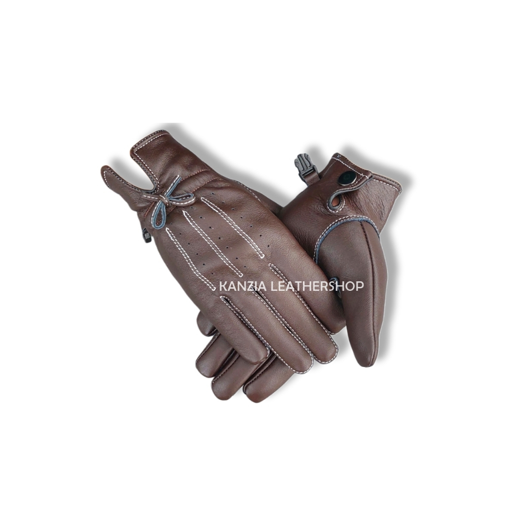 Sarung Tangan Kulit Wanita Kanzia Leathershop Model Tali Sepatu