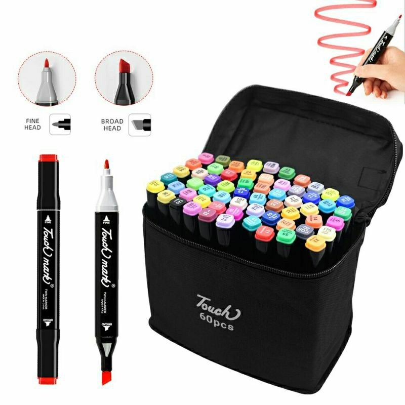 

TOUCH Spidol Dual Side Fine Art Brush Pen Art Marker Set 60 Color - HL270