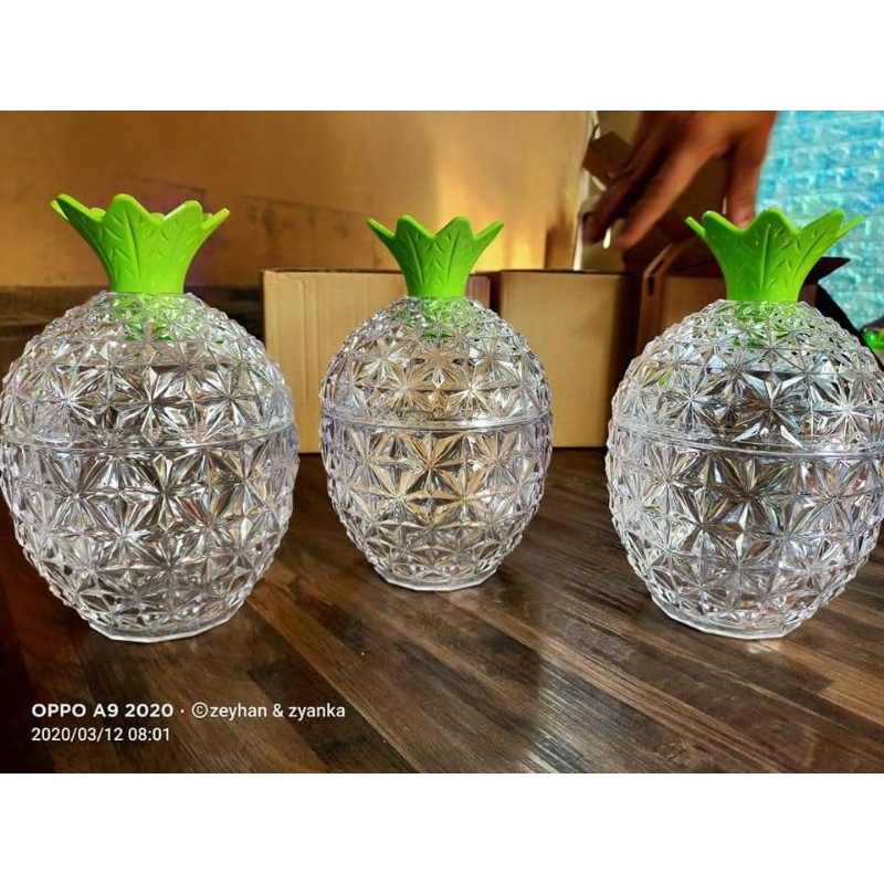 Toples Nanas Kristal Manisan Golden Lemon isi 3pcs / Toples Manisan Hijau Cantik