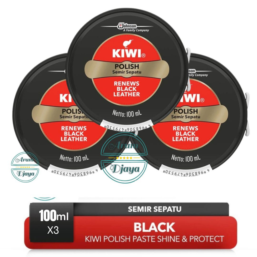 Kiwi Semir Sepatu Hitam Shoe Polish Hitam Kulit Klasik Sepatu Black 100mL x3